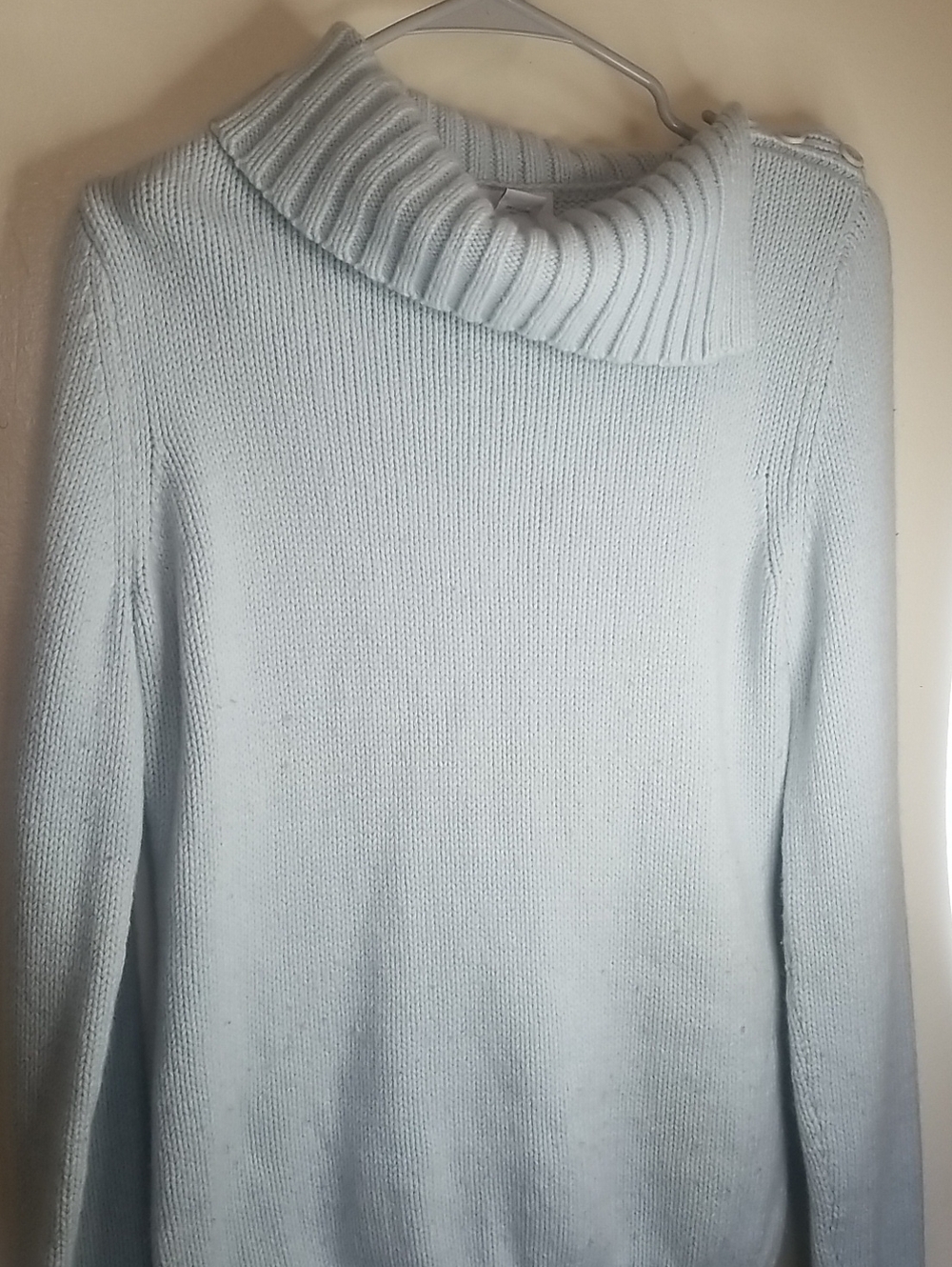 Light Blue Cowl Neck Sweater - Women's Cozy Knit